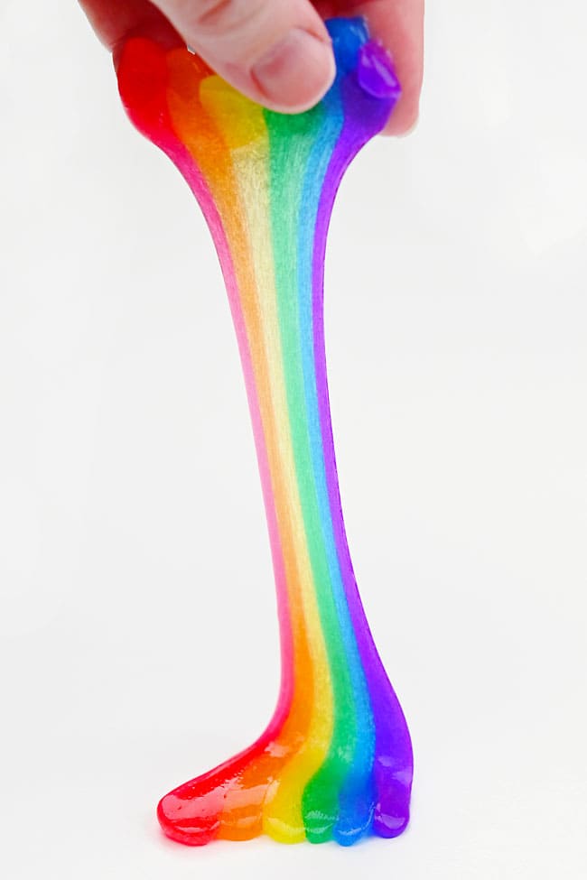 Stretching colourful rainbow slime