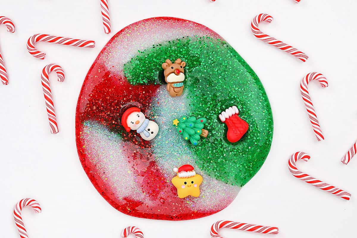 Christmas Slime Glitter Christmas slime with holiday charms