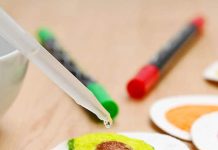 3D Sponge Canvas – Puffy Painting Magic Kids Will Love! Adding water to an avocado drawing to make 3D art on compressed sponge paper