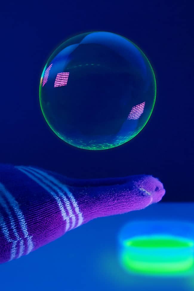 Glow Bubbles Bouncing a glow in the dark bubble