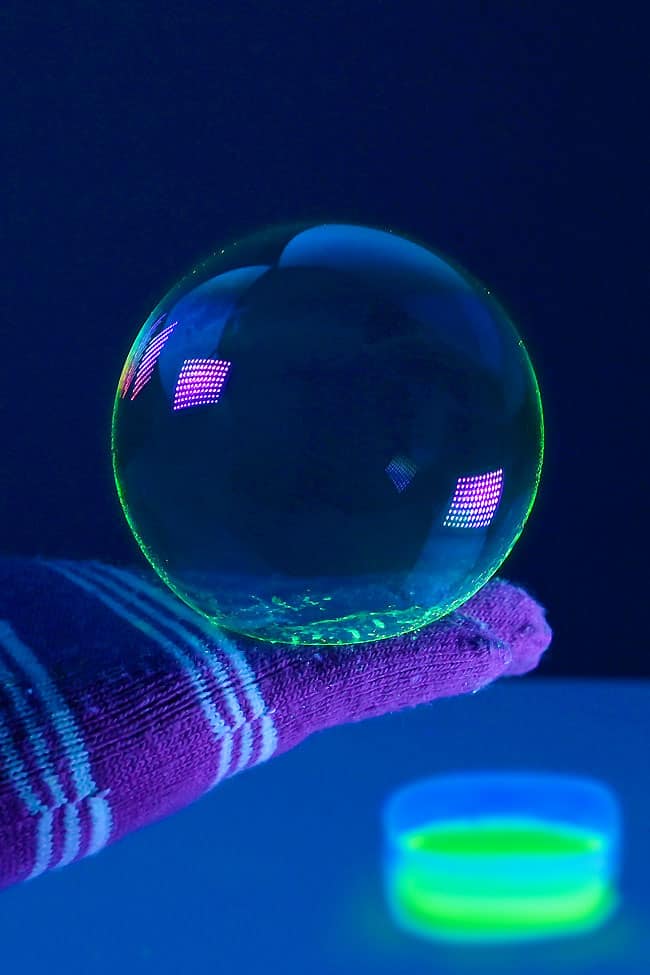 Glow in the Dark Bubbles Holding a glow in the dark bubble
