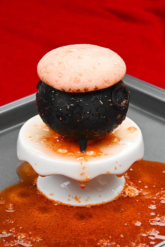 Orange fizzing cauldron science experiment