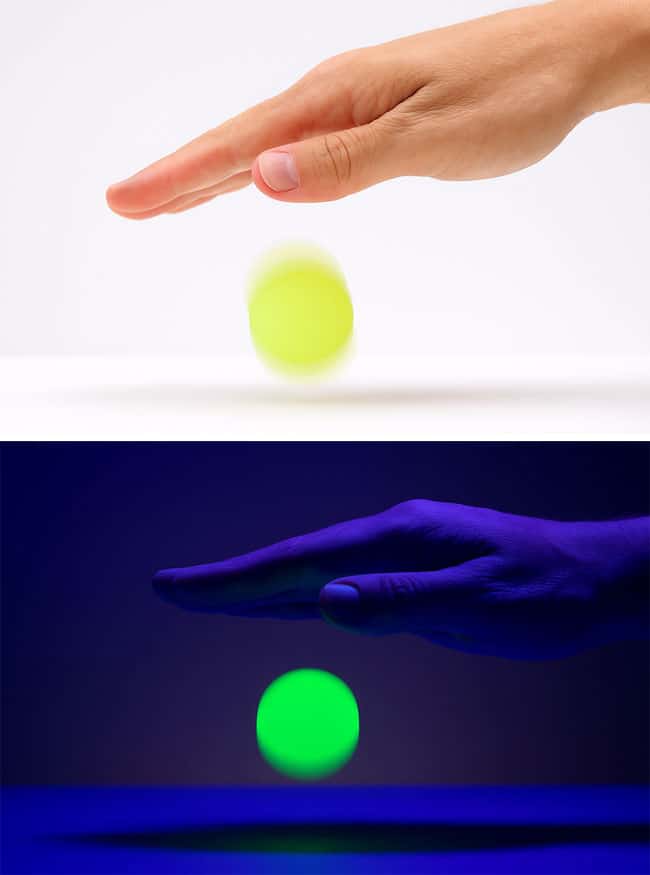 How to Make Glow in the Dark Bouncy Balls Showing the difference of bouncing the glowing toy ball in light and dark