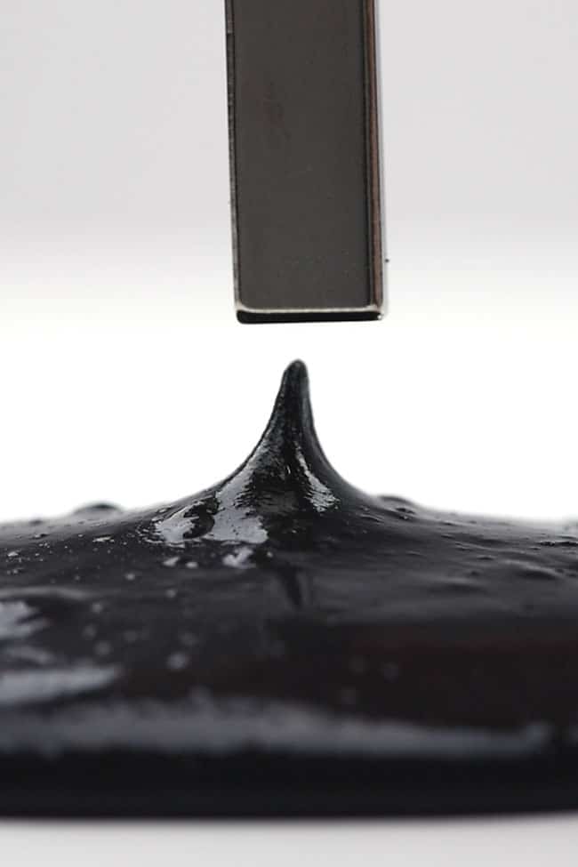 Pulling magnetic slime up with a rare earth magnet