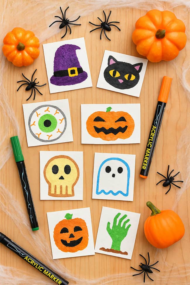 Magic Halloween Sponge Craft Halloween drawings on sponge canvas before being made 3D