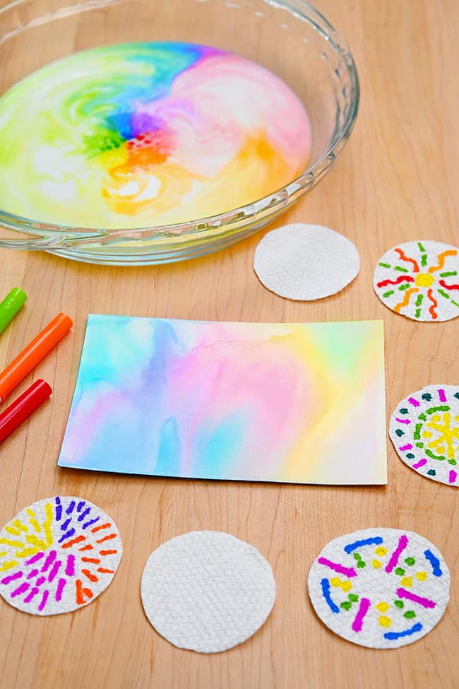Magic Milk Paper Towel Art Making colorful art with paper towels, marker, and food coloring
