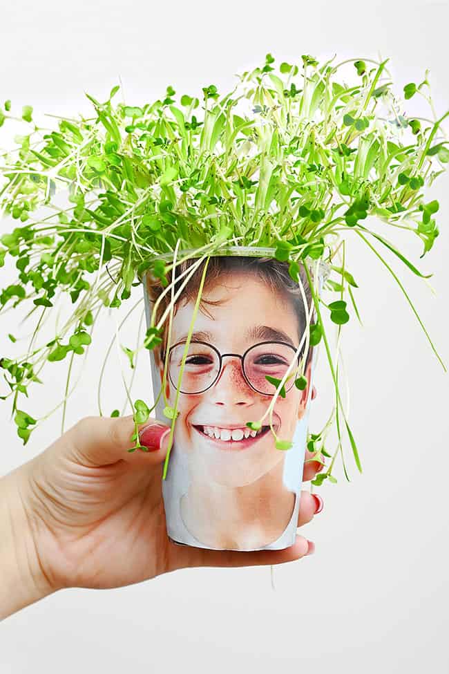 Silly Grass Hair Craft Holding a photo cup with grass hair