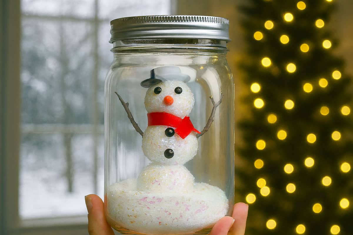 Snowman jar winter decor