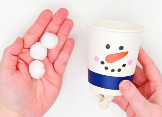 Snowman Pom Pom Launcher (Easy Paper Cup Snowball Popper) Snowman Pom Pom Launcher