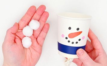 Snowman Pom Pom Launcher (Easy Paper Cup Snowball Popper) Snowman Pom Pom Launcher