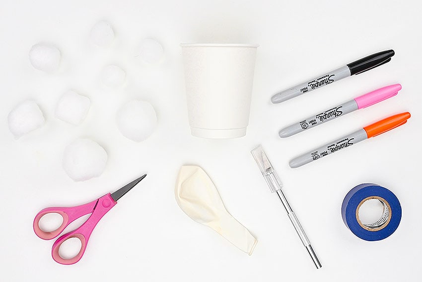 Snowman Pom Pom Launcher Supplies