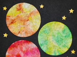 Easy Coffee Filter Planets Tutorial for Kids coffee filter planets paper craft step 1 - Build the coffee filter planets paper craft step by step