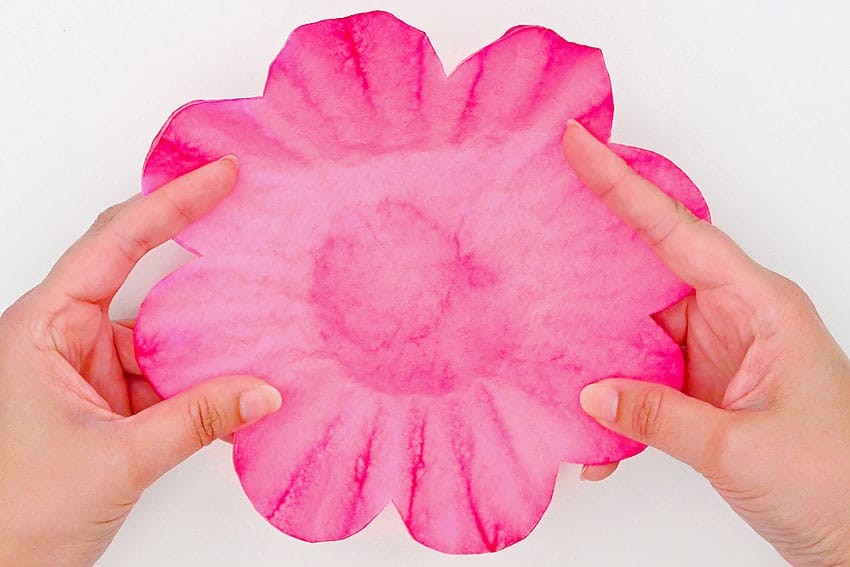 coffee filter roses ( flower ) paper craft instruction image 10