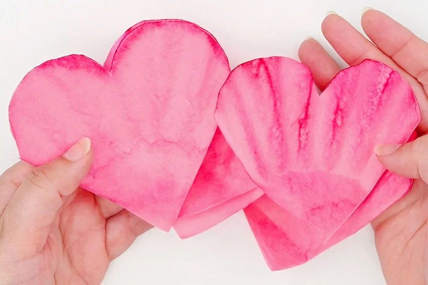 coffee filter roses ( flower ) paper craft instruction image 13