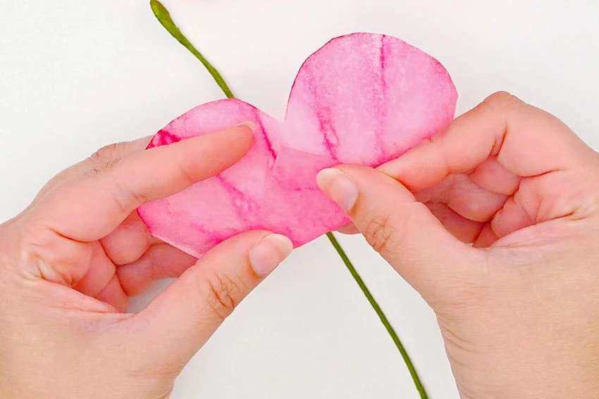 coffee filter roses ( flower ) paper craft instruction image 17