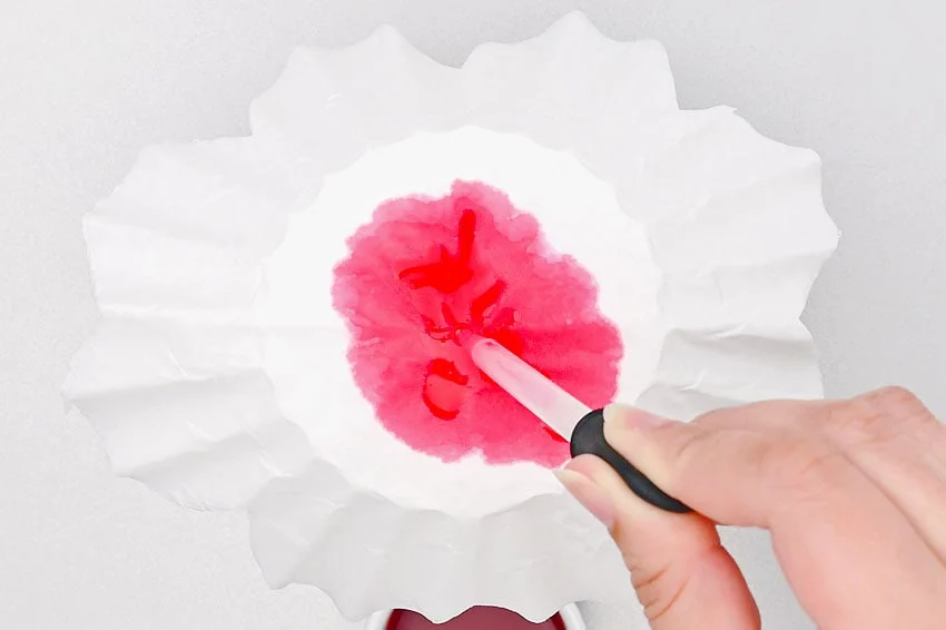 coffee filter roses ( flower ) paper craft instruction image 8
