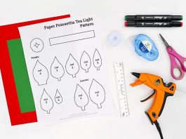 Easy Paper Poinsettia Tea Light Tutorial for Kids paper poinsettia tea light paper craft instruction image 1