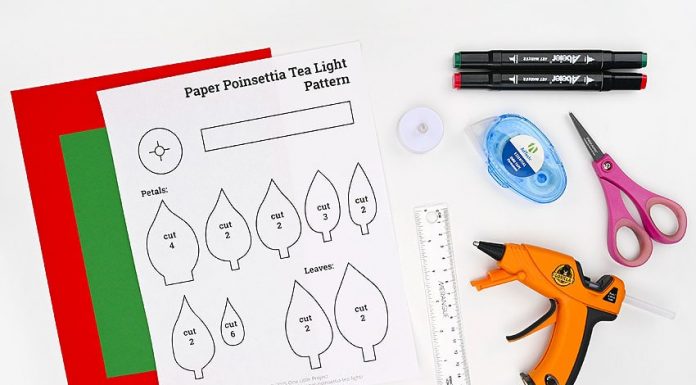 Easy Paper Poinsettia Tea Light Tutorial for Kids paper poinsettia tea light paper craft instruction image 1