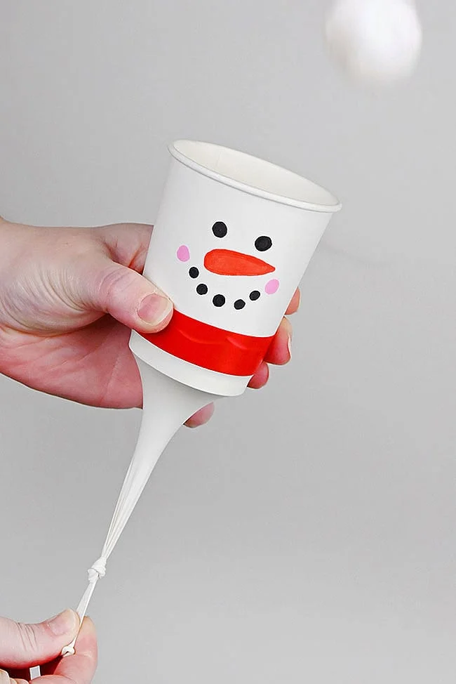 snowman pom pom launcher sensory craft step 1 - tutorial image