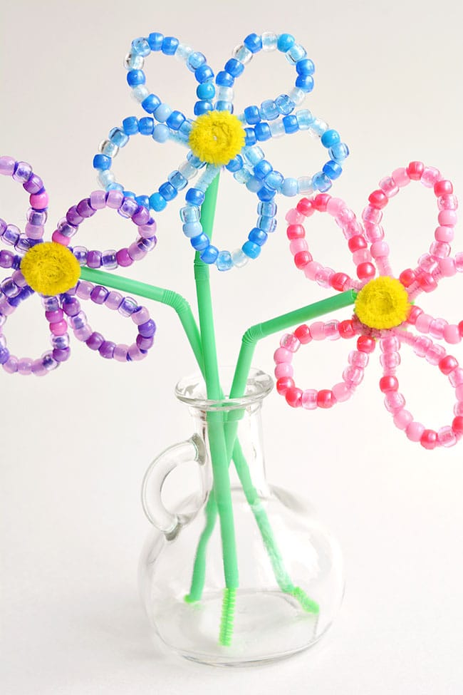 beaded pipe cleaner flowers flower craft instruction image 14
