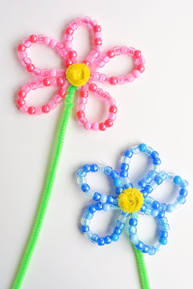 beaded pipe cleaner flowers flower craft instruction image 16
