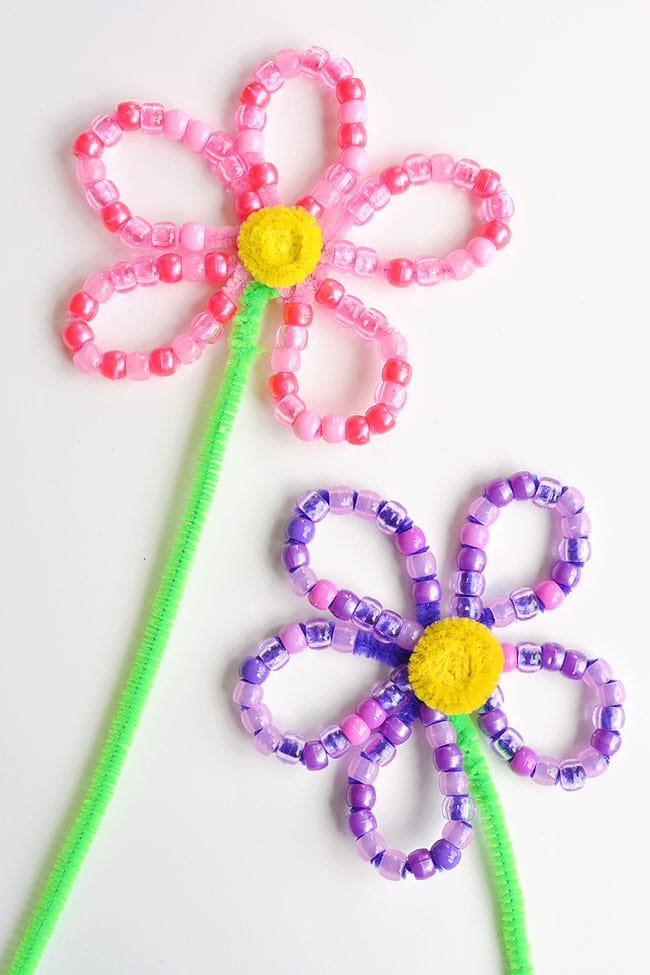 beaded pipe cleaner flowers flower craft instruction image 17