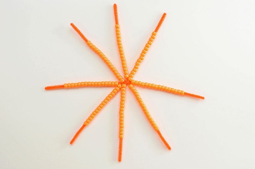beaded pipe cleaner pumpkins kids craft instruction image 4