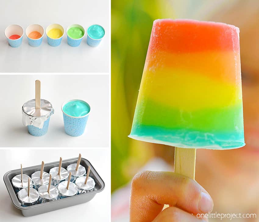 rainbow popsicles using dixie cups kids craft instruction image 11