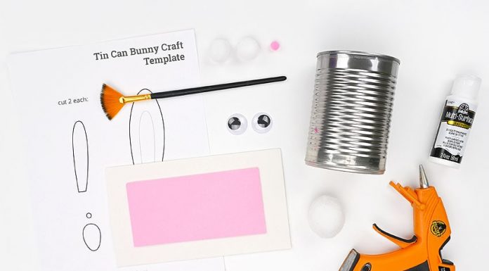 Easy Bunny Tin Can Planters Tutorial for Kids bunny tin can planters kids craft instruction image 1