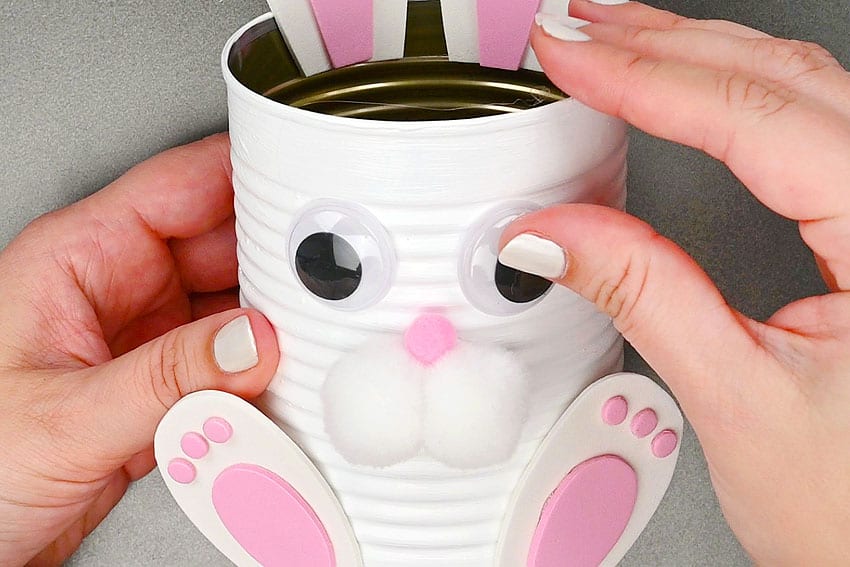 bunny tin can planters kids craft instruction image 16