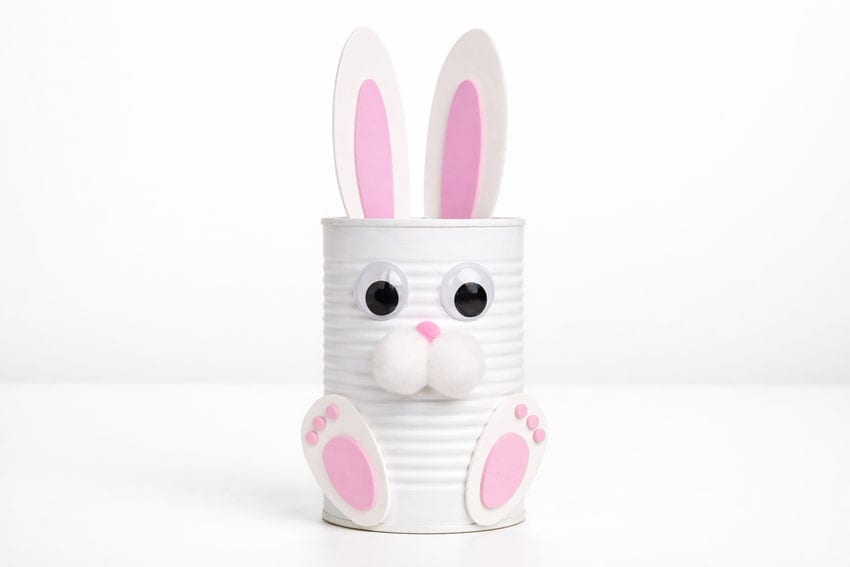 bunny tin can planters kids craft instruction image 18