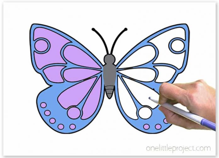 easy-butterfly-coloring-pages-tutorial-for-kids-instruction-1 butterfly coloring pages kids craft finished craft