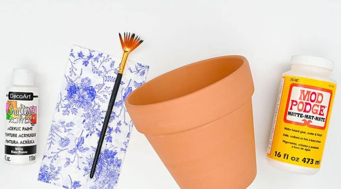 Easy Decoupage Flower Pots Tutorial for Kids decoupage flower pots flower craft instruction image 1