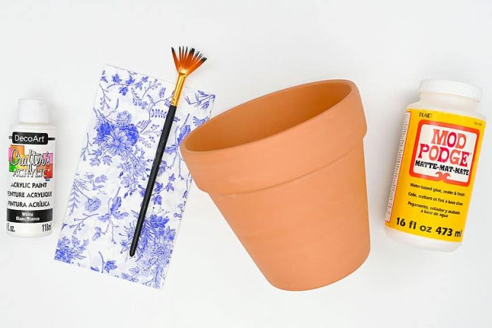 decoupage flower pots flower craft instruction image 1