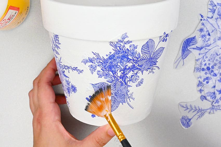 decoupage flower pots flower craft instruction image 11