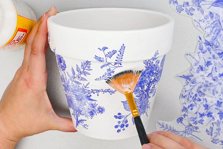 decoupage flower pots flower craft instruction image 12