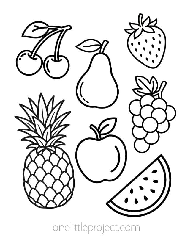 fruit coloring pages kids craft instruction image 10