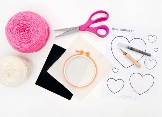 Easy Punch Needle Heart Coasters Tutorial for Kids punch needle heart coasters crochet yarn craft instruction image 1