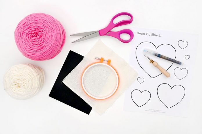 easy-punch-needle-heart-coasters-tutorial-for-kids-instruction-1 punch needle heart coasters crochet yarn craft instruction image 1