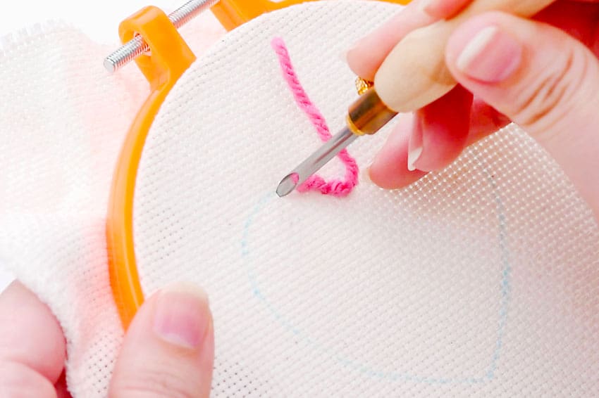 punch needle heart coasters crochet yarn craft instruction image 10