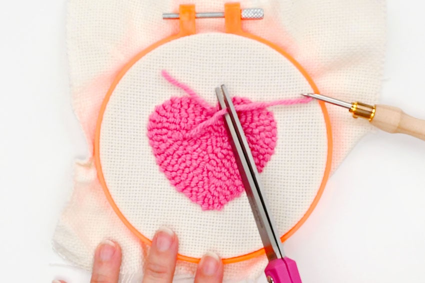 punch needle heart coasters crochet yarn craft instruction image 13