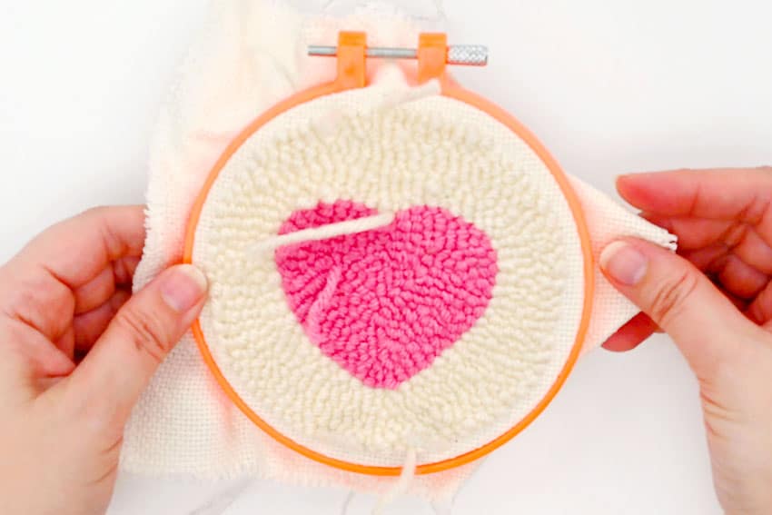 punch needle heart coasters crochet yarn craft instruction image 14