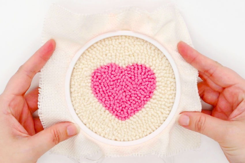 punch needle heart coasters crochet yarn craft instruction image 15