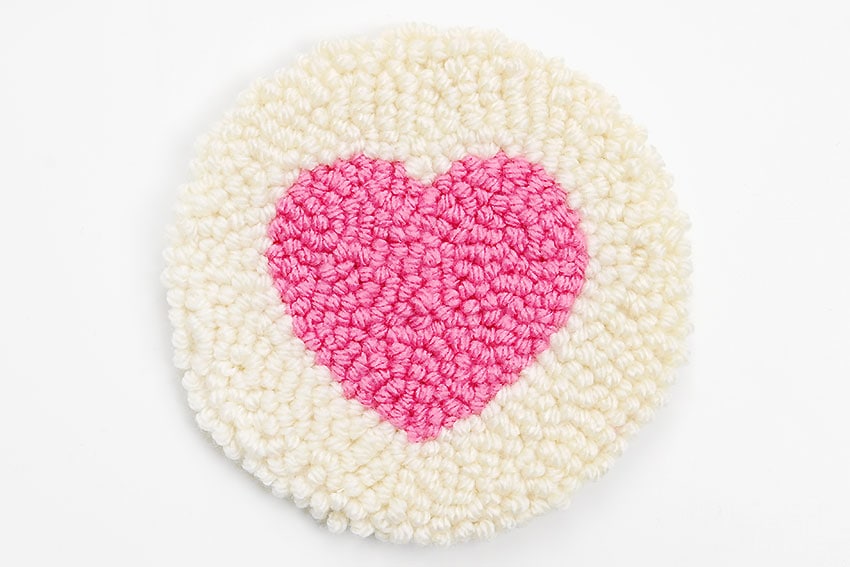 punch needle heart coasters crochet yarn craft instruction image 21