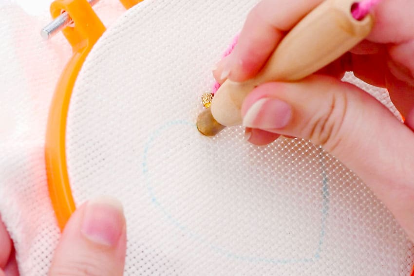 punch needle heart coasters crochet yarn craft instruction image 9