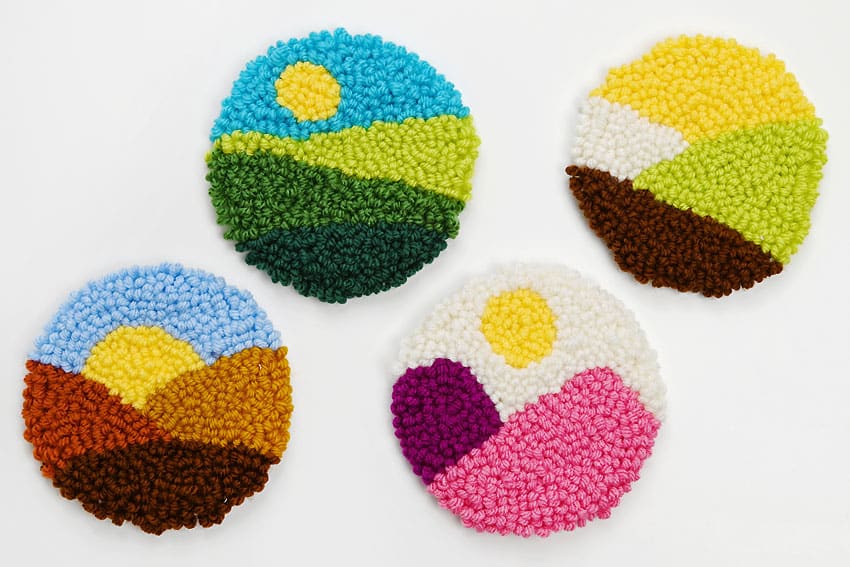 punch needle landscape coasters crochet yarn craft instruction image 21