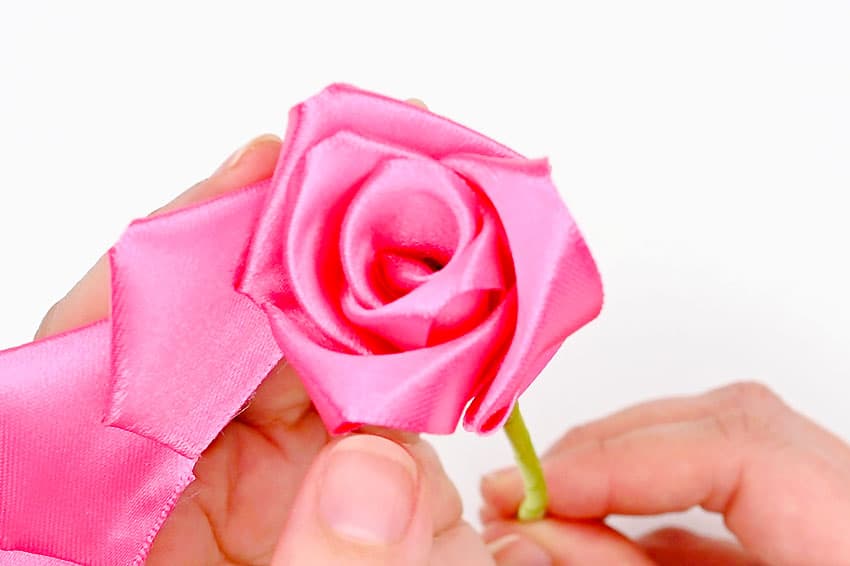 ribbon rose kids craft instruction image 20