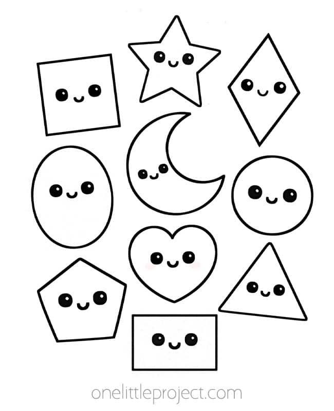 shapes coloring pages kids craft instruction image 12