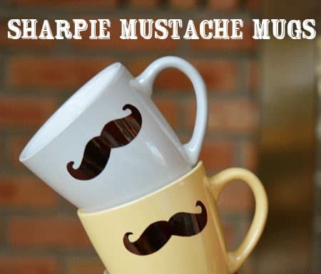 Easy Sharpie Mustache Mugs Tutorial for Kids sharpie mustache mugs kids craft finished craft