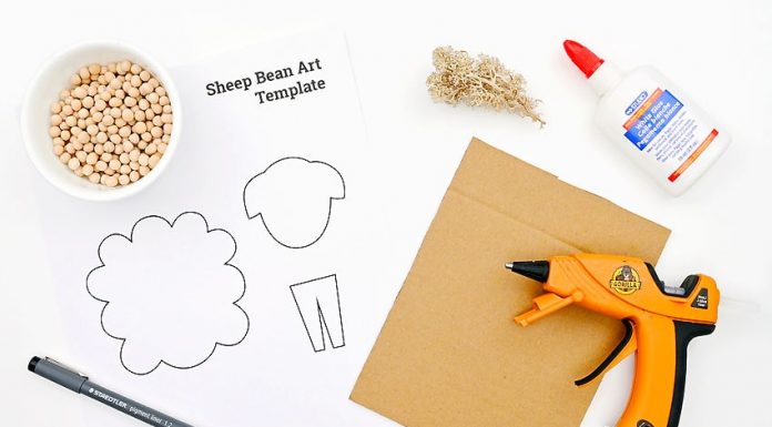 Easy Sheep Bean Art Tutorial for Kids sheep bean art kids craft instruction image 1